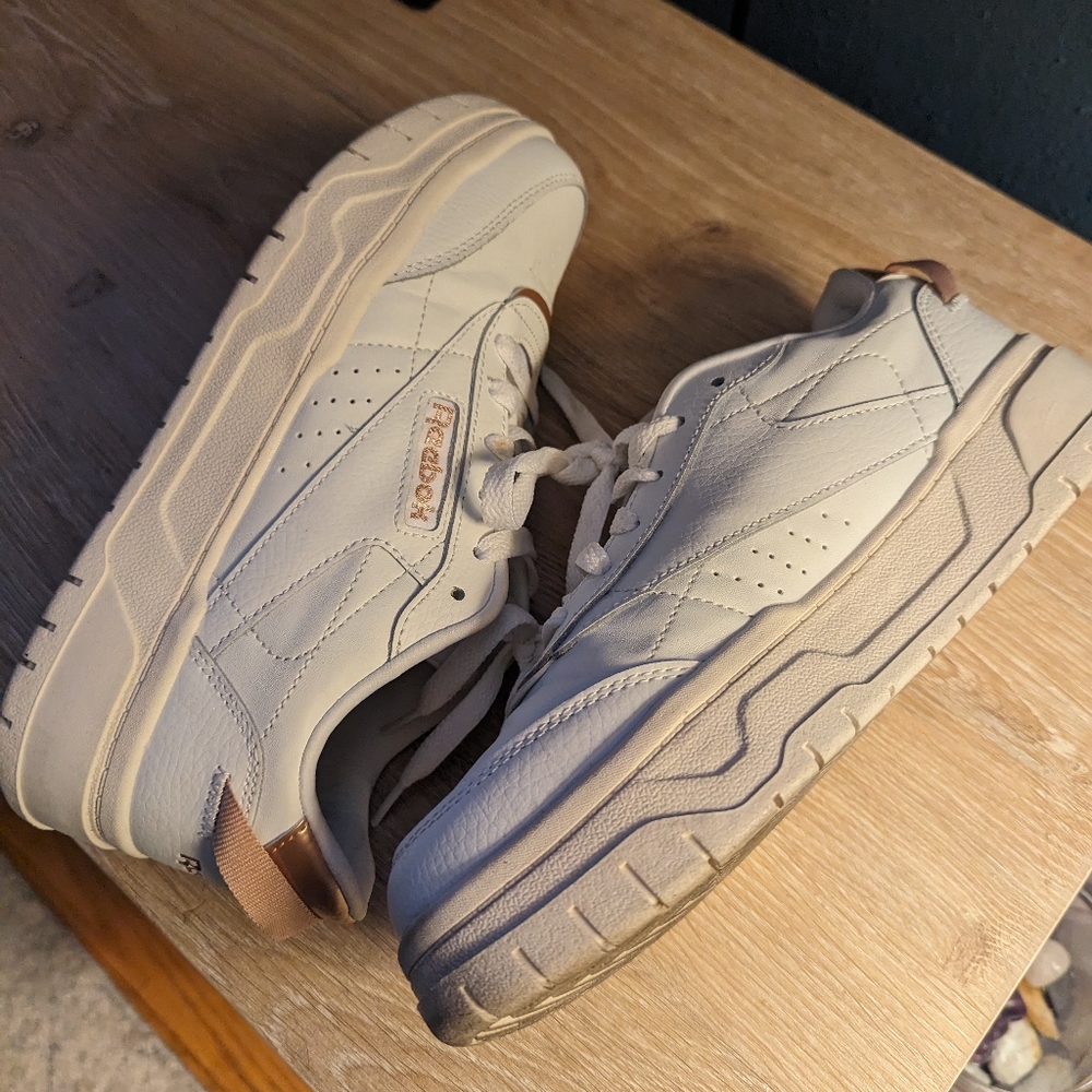 Rose Gold and white Reebok 7.5 women's club c